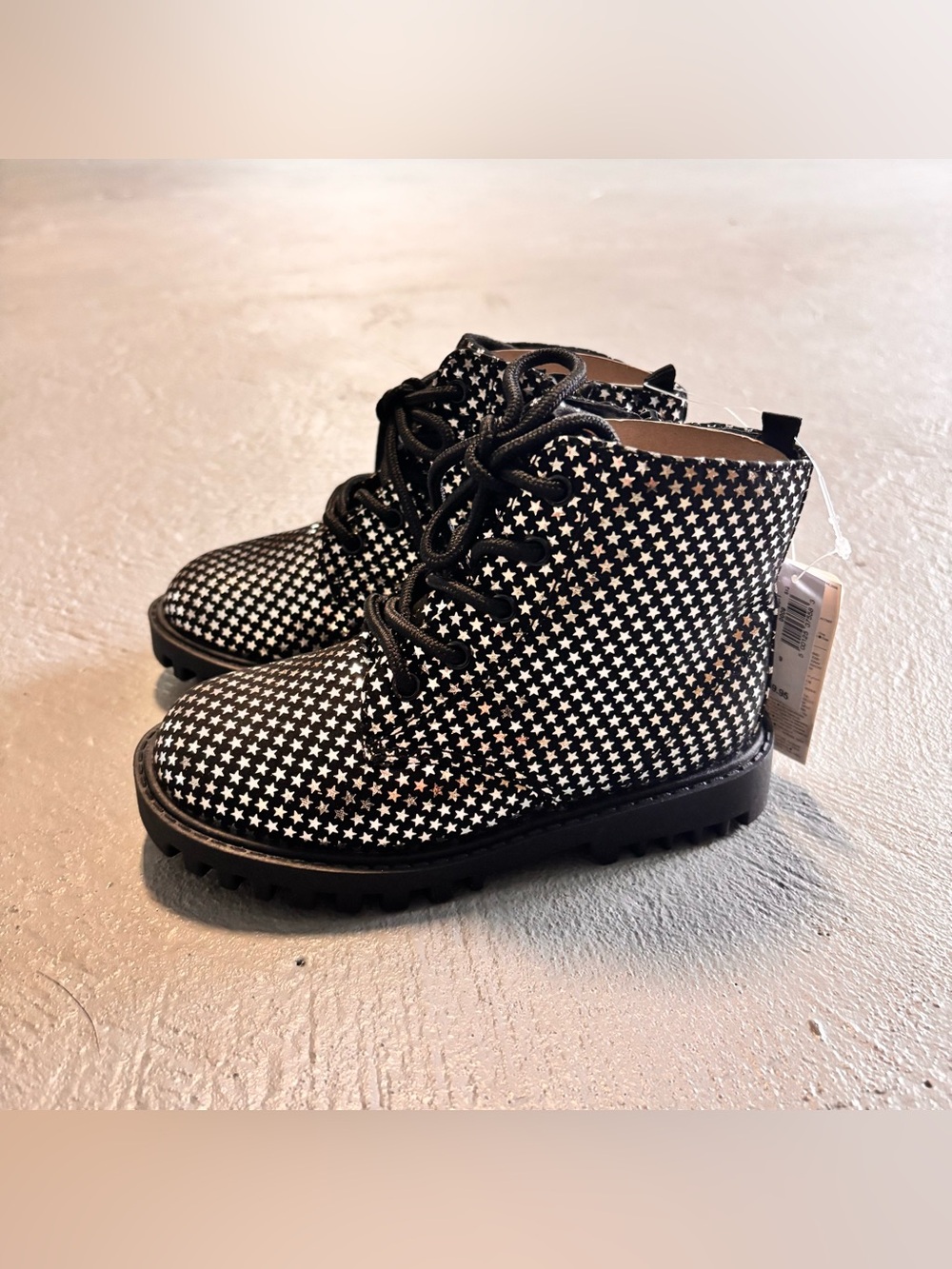 Baby Gap Toddler Metallic Lace Up Boots Silver Black Zipper Little Kids Size 9